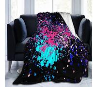 Hdadwy Glow in Dark Splatter Neon Throw Blanket Lightweight Fleece Blanket Warm Plush Bed Blanket for Couch Sofa Travel Bedding Home Decor Air Conditioning Blanket for Kids Adults 80"x60"