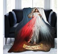 Hdadwy Jesus Divine Mercy Soft Throw Blanket All Season Warm Blankets Lightweight Tufted Fuzzy Flannel Fleece Throws Blanket for Bed Sofa Couch Office 60"x50"