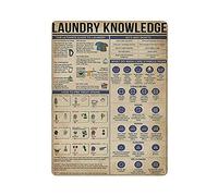 Hdadwy Laundry Knowledge Tin Sign Metal Plaque Art Hanging Iron Painting Retro Home Kitchen Garden Garage Wall Decor 16"x12"