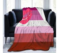 Hdadwy Lipstick Lesbian Pride Flag Flannel Fleece Throw Blankets for Bed Sofa Room Home Soft Blanket Warm All Season Throw Plush Blanket 50"x40"