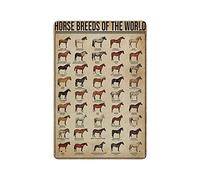 Hdadwy Metal Tin Sign Horse Breeds of The World Knowledge Vintage Tin Poster Metal Sign Wall Decoration Country Kitchen Home Garage Decor 12"x8"