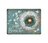 Hdadwy Metal Tin Sign Just Breathe Dandelion Vintage Tin Poster Metal Sign Wall Decoration Country Kitchen Home Garage Decor 12"x16"