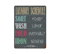 Hdadwy Metal Tin Sign Laundry Schedule Vintage Tin Poster Metal Sign Wall Decoration Country Kitchen Home Garage Decor 16"x12"
