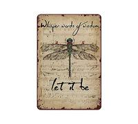 Hdadwy Music Sheet Let It Be Dragonfly Tin Sign Metal Plaque Art Hanging Iron Painting Retro Home Kitchen Garden Garage Wall Decor 12"x8"
