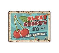 Hdadwy Sweet Cherry Tin Sign Metal Plaque Art Hanging Iron Painting Retro Home Kitchen Garden Garage Wall Decor 12"x16"