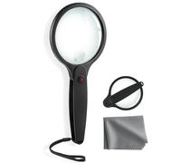 HDAJY 10X 30X Magnifier, 100mm Shatterproof Lens Magnifying Glass, Foldable Handle, Magnifying Glasses for Close Work, Seniors Reading and Kids Nature Exploration, Black
