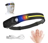 HDAKDDHG 1PCS LED Head Torch Rechargeable, Adjustable Headlamp with Four-Colour Light Source, Head Torches LED Super Bright Rechargeable, 9 Modes of Headtorch with Motion Sensor
