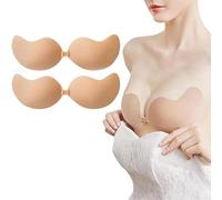 HDAKDDHG 2 Pack Sticky Bra Push Up, Adhesive Strapless Bra for Women, Reusable Invisible Backless Stick on, Self-Adhesive for Strapless Backless Dress