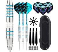 HDAKDDHG 22g Professional Steel Tip Darts Set with Box - 3 Pack Steel Tip Darts, Flight Protectors, 3 Spare Shafts, 12 O-Rings & Storage Box - Complete Professional/Accessories Dart Set Purple