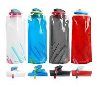 HDAKDDHG Collapsible Water Bottle, 4PCS 700ML Folable Water Bottles, BPA Free Portable Reusable Sports Water Bottle with Carabiner for Outdoor Sports, Hiking, Adventure, Travel, Cycling
