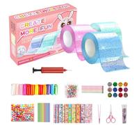 HDAKDDHG Nano Tape Bubbles Kit, Nano Tape Kit for Kids, Nano Double Sided Tape for Making Bubbles, DIY Nano Tape Set with Clay Sequins Glitter Stickers Straws Pearl Chains and Sugar Grain