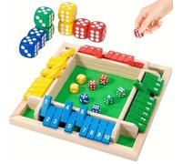 HDAKDDHG Shut The Box Game, 4 Player Wooden Board Game with Dice, Classic Family Math Learning & Party Table Dice Game for Adults & Kids, Travel Educational Toy for Ages 3+ (2-4 Players)