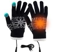 HDAKDDHG USB Heated Gloves for Men and Women, Touchscreen Winter Warm Heating Gloves Full Finger Knitting Mittens Hand Warmers Washable Thermal Laptop Gloves for Sport Riding Skiing (Black)