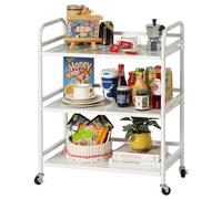 HDANI 3-Tier Rolling Cart,Kitchen Storage Trolley Car,Metal Utility Shelves with 2 Lockable Wheels for Home,Office,Bathroom,Bedroom