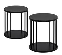 HDANI Wooden Stool Set of 2 for Kids,Adults,300lbs Load Capacity Garden Round Wood Stool,Non-Slip Small Step Stool for Plant Stand,Kitchen,Bathroom and Bedroom,Black