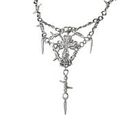 HDAUAOX Barbed Wire Chain Necklace Cross Pendant Choker | Metal Chain, Thorns Stab Collar, for Women Men, Y2K, Punk, Hiphop Rock, Jewelry Gift, Clavicle Chain, Cool