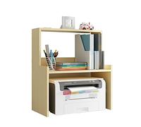 HDBCYUAZ 2-layer printer shelf desktop printer stand office fax machine scanner stand home book storage rack bookshelf 47×25×53cm（black）(Natural)