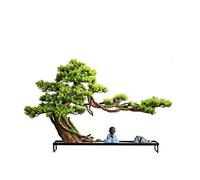 HDBCYUAZ Artificial Bonsai Tree Artificial Tree Potted Plants Chinese Zen Bonsai Trees Ceramic Rockery and Little Monk Fake for Living Room and Office Decoration