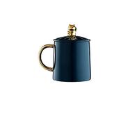 HDBCYUAZ Blue Ceramic Cup Office Home Coffee with Lid Spoon Mug Suitable for Drinking Milk Juice for Girls