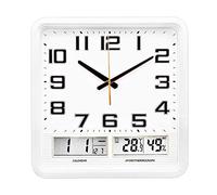 HDBCYUAZ Creative Square Wall Clock LED Digital Time Temperature Display Mute Multi-function Night Light Function(B)