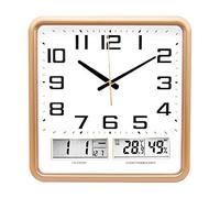 HDBCYUAZ Creative Square Wall Clock LED Digital Time Temperature Display Mute Multi-function Night Light Function(A)