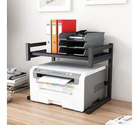 HDBCYUAZ Desktop Printer Bracket Stainless Steel Frame 2-layer Desktop Storage Rack for Office Living Room Fax Machine Scanner Book Storage Shelf(Zwart)