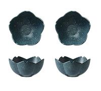 HDBCYUAZ Dipping Bowls 2Pack Sauce Dish Set Flower Shape Ceramic Appetizer Plates Dipping Bowls Mini Condiment Porelain Suacer Bowl Soy Sauce Vinegar Snack Seasoning Salad Olive Oil Sauce Dish(D)