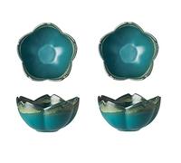 HDBCYUAZ Dipping Bowls 2Pack Sauce Dish Set Flower Shape Ceramic Appetizer Plates Dipping Bowls Mini Condiment Porelain Suacer Bowl Soy Sauce Vinegar Snack Seasoning Salad Olive Oil Sauce Dish(F)