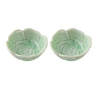 HDBCYUAZ Dipping Bowls Ceramic Soy Dipping Dish Rose Multipurpose Porcelain Sauce Dish Mini Condiment Dish Sushi Soy Dipping Bowls Japanese Style Set of 2 Sauce Dish(A)