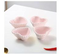 HDBCYUAZ Dipping Bowls Heart Shape Ceramic Sauce Dish Set of 4 Mini Seasoning Dish Condiment Dishes Sushi Soy Dipping Bowl Serving Dishes Love Porcelain Small Saucer Set Sauce Dish(D)