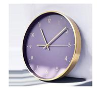 HDBCYUAZ Elegant Purple Brushed Metal Frame Wall Clock Round Modern Living Room High Transparent Glass Cover Easy To Read Decorative(A)