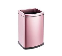 HDBCYUAZ Open Top Trash Can Household Stainless Steel Capless Pressure Ring Garbage Bin Creative Open Garbage Can Stainless Steel Garbage Container Bin Indoor trash can(Rose gold,12L)
