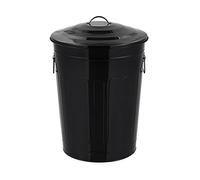 HDBCYUAZ Outdoor/Indoor Round Trash Can Metal Uncovered Classification Garbage Bin 16.9 Gallon Commercial Waste Bin with Lid, 6 Colors Indoor trash can(Zwart)