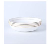 HDBCYUAZ Porcelain 4pce Dinner Plates Classic White Salad Pasta Noodle Dessert Snack and Appetizer Serving Plate Microwave Oven and Dishwasher(8.58Inc)