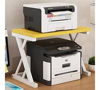 HDBCYUAZ Printer Shelf Desktop Printer Stand Stainless Steel Frame, Office Fax Machine Scanner Bracket Study Room Book Storage Rack（black）(Yellow)