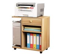 HDBCYUAZ Printer Stand Wooden Multilayer PC Host Case Book Folder Storage Rack with Swivel Wheels for Mobility, 45KG Capacity, White