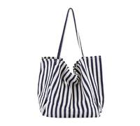 HDBCYUAZ Shopping Bags Casual Stripe Handbag Simple Women Canvas Bag Fashion Women's Handbags Shoulder Bags Large Capacity Fold Tote Shopping Bags Shopping basket(B01)