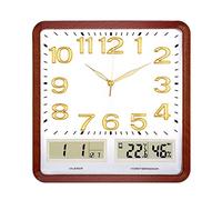 HDBCYUAZ Simple Square Wall Clock LED Digital Time Temperature Display Multi-function Night Light Function(A)