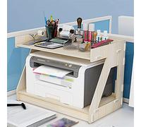 HDBCYUAZ Small desktop printer stand office desktop file organizer stand 2-layer desktop multifunction fax machine shelf printer desk（white）(Wit)