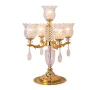 HDBCYUAZ Table Lamps American Crystal Table Lamp Living Room Bedroom Bedside Table Lamp with Transparent Crystal Lampshade and Decorative Pendant, H 26.4" (Golden) LED Desk Lamp