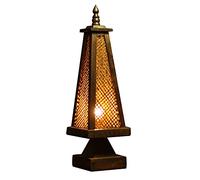 HDBCYUAZ Table Lamps Southeast Asia Style Bamboo Woven Desk Lamp Creative Tower Shape Retro Farmhouse Style Bedside Table Lamp Living Room Study Hotel LED Desk Lamp