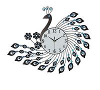 HDBCYUAZ Tabletop Clock Peacock Clock Wall Living Room Simple Modern Fashion Creative European Style Personality Silent Quartz(A)