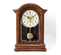 HDBCYUAZ Tabletop Clock Table Clock Desk Living Room Creative European Style Large Retro Mute Chinese Pendulum Wooden