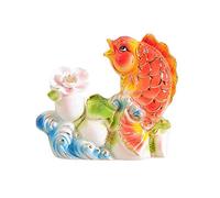 HDBCYUAZ Wealth ornament ceramic handmade exquisite carp statue Feng Shui goldfish decorations living room office crafts Ornaments New Year gifts(S)