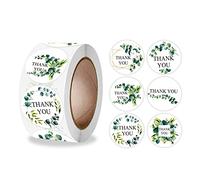 HDBD Sealing sticker 500Pcs/Roll Classic Green Plants Label Sticker Round Thank You Sealing Sticker Roll for Small Business Wedding Packaging