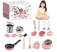 HDBHSBE 22Pcs Kids Kitchen Set, Food-Grade Stainless Steel Kids Cooking Sets, Real Food Making for Children 7-14 Beginner Cooking Educational ToysKids Kitchen Set