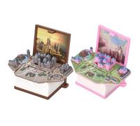 HDBHSBE 2Pcs 3D Keychain Pop-up Book Mini Castle Toys Cute Keychain for Kids Backpack, Enchanted 3D Castel Scene for Girls & Boys Party Birthday Gift