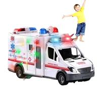 HDBHSBE Ambulance Toy Realistic Emergency Vehicle Toys with Music & LED Lights Real Scene Restore Ambulance Promotes Motor Skills & Imagination Educational Toys for Kids Age 3+