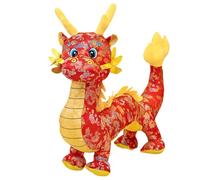 HDBHSBE Chinese Dragon Plush 8.3inch Traditional Embroidered PP Cotton Stuffed Dragon with Hanging Rope Cute Festive Chinese New Year Decoration Red Plush