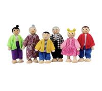 HDBHSBE Dolls House People 6 Family Figures Wooden Doll House Figures Dress-Up Happy Families Dolls with Cute Expressions for Boy and Girl Gift